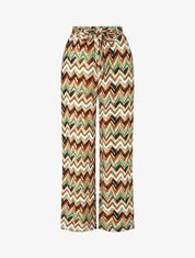 Pantalon fluide à imprimé zigzag - Vert - 4