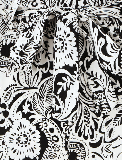 Pantalon fluide à imprimé feuillage - Noir - 3