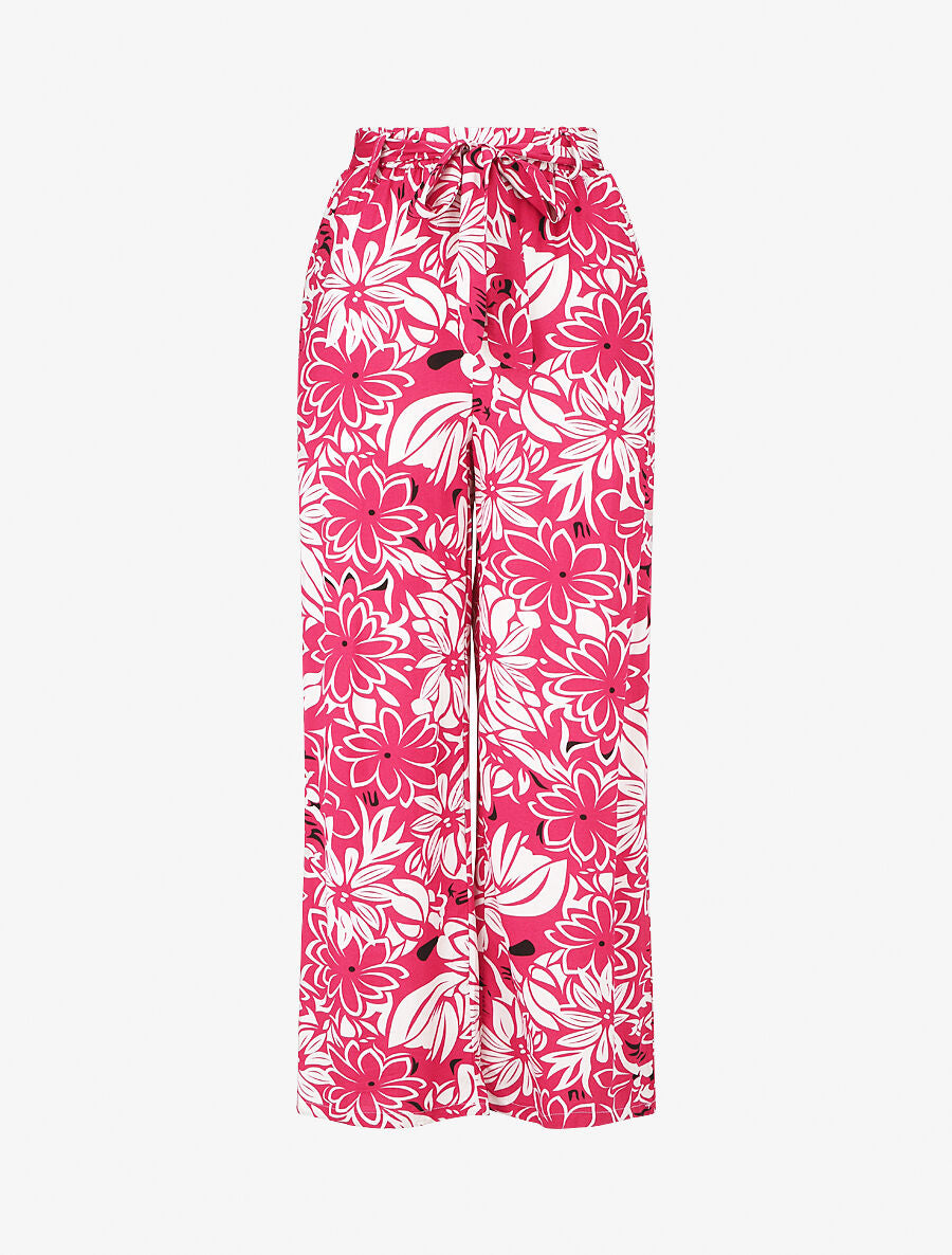 Pantalon fluide à imprimé hawaien - Fushia - 4