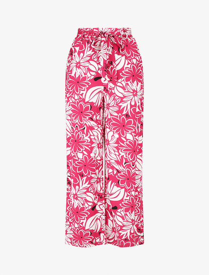 Pantalon fluide à imprimé hawaien - Fushia - 4