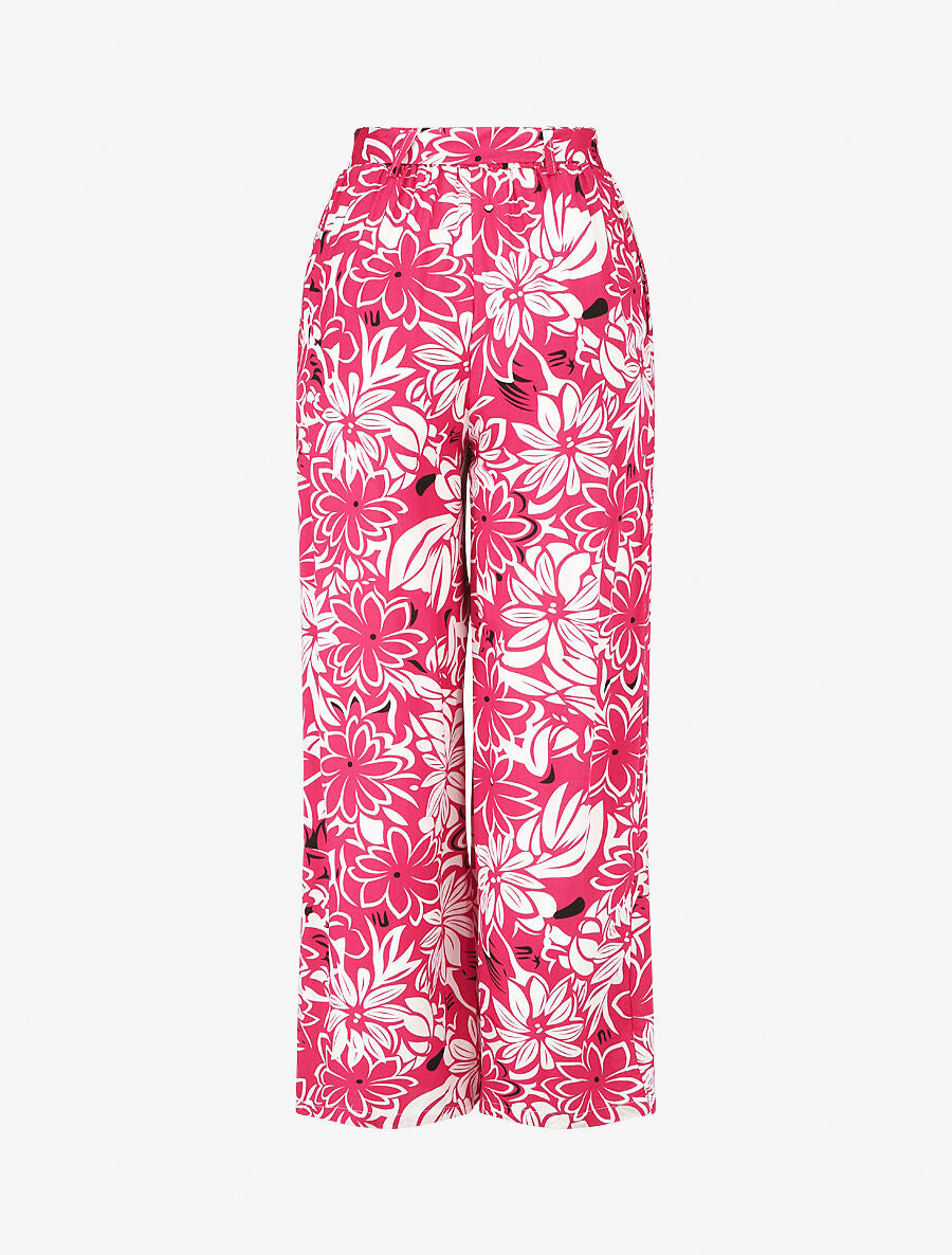 Pantalon fluide à imprimé hawaien - Fushia - 2