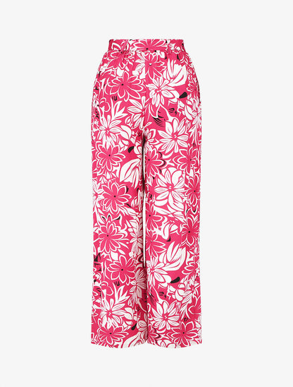 Pantalon fluide à imprimé hawaien - Fushia - 2