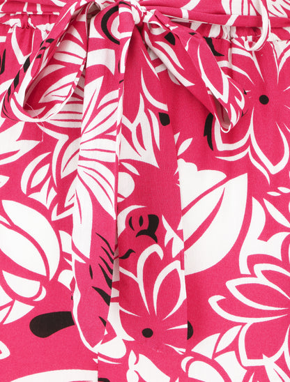 Pantalon fluide à imprimé hawaien - Fushia - 3