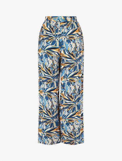 Pantalon fluide à imprimé stylisé - Bleu nuit - 2