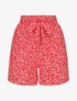 Short fluide imprimé fleuri et ceinturé - Rouge - 4