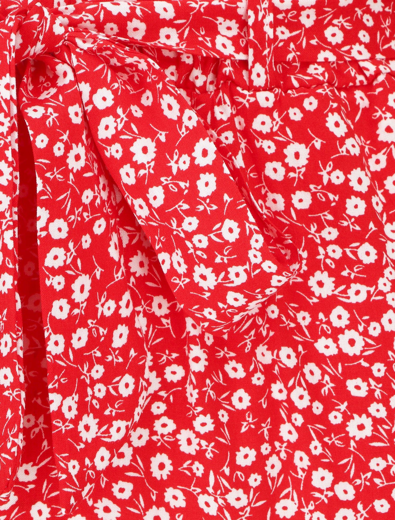 Short fluide imprimé fleuri et ceinturé - Rouge - 3