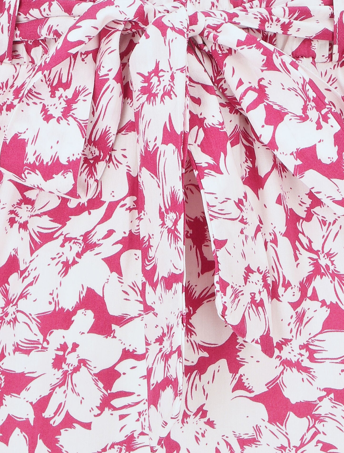 Short fluide imprimé fleurs et ceinturé - Fushia - 3