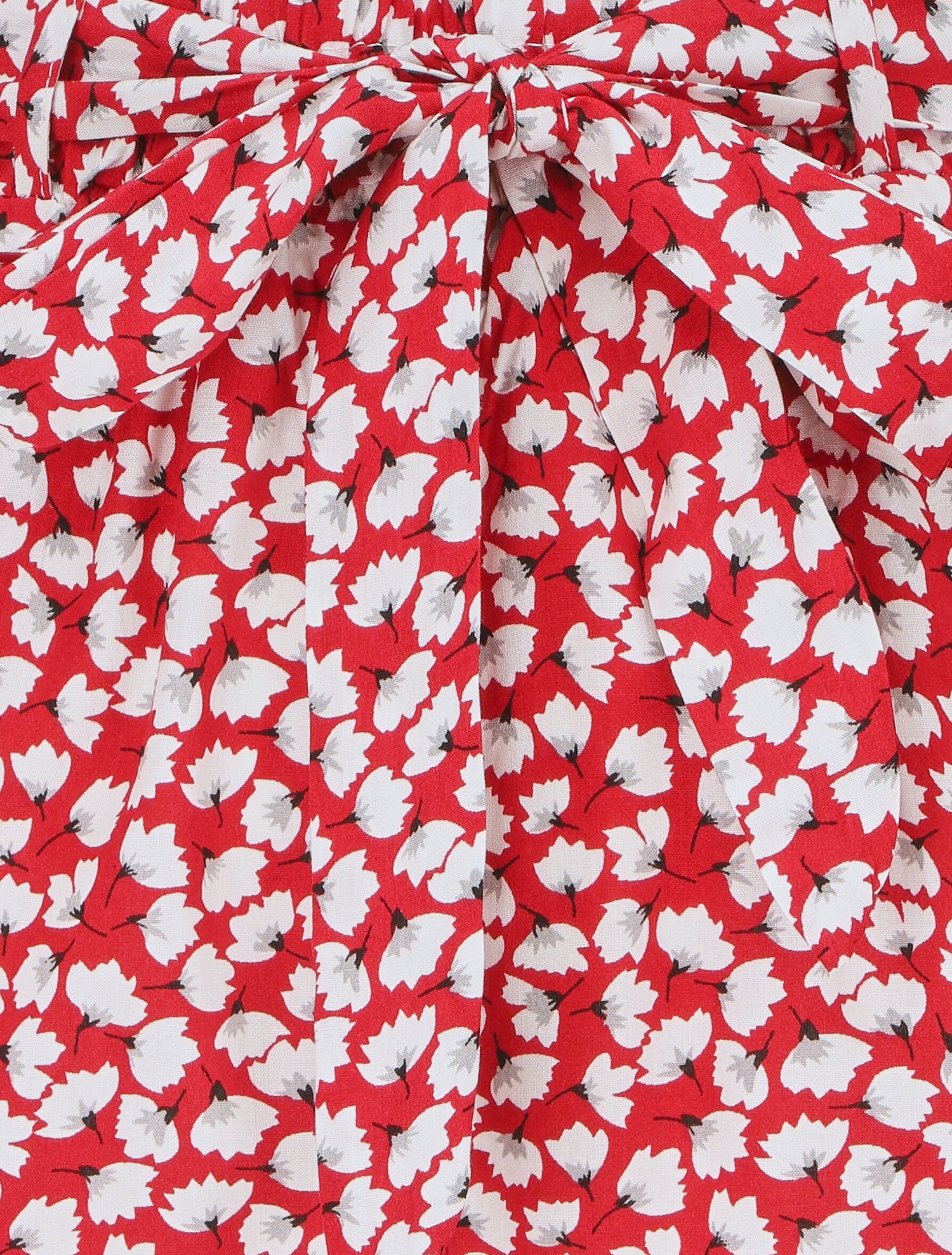Short fluide imprimé petites fleurs et ceinturé - Rouge - 3
