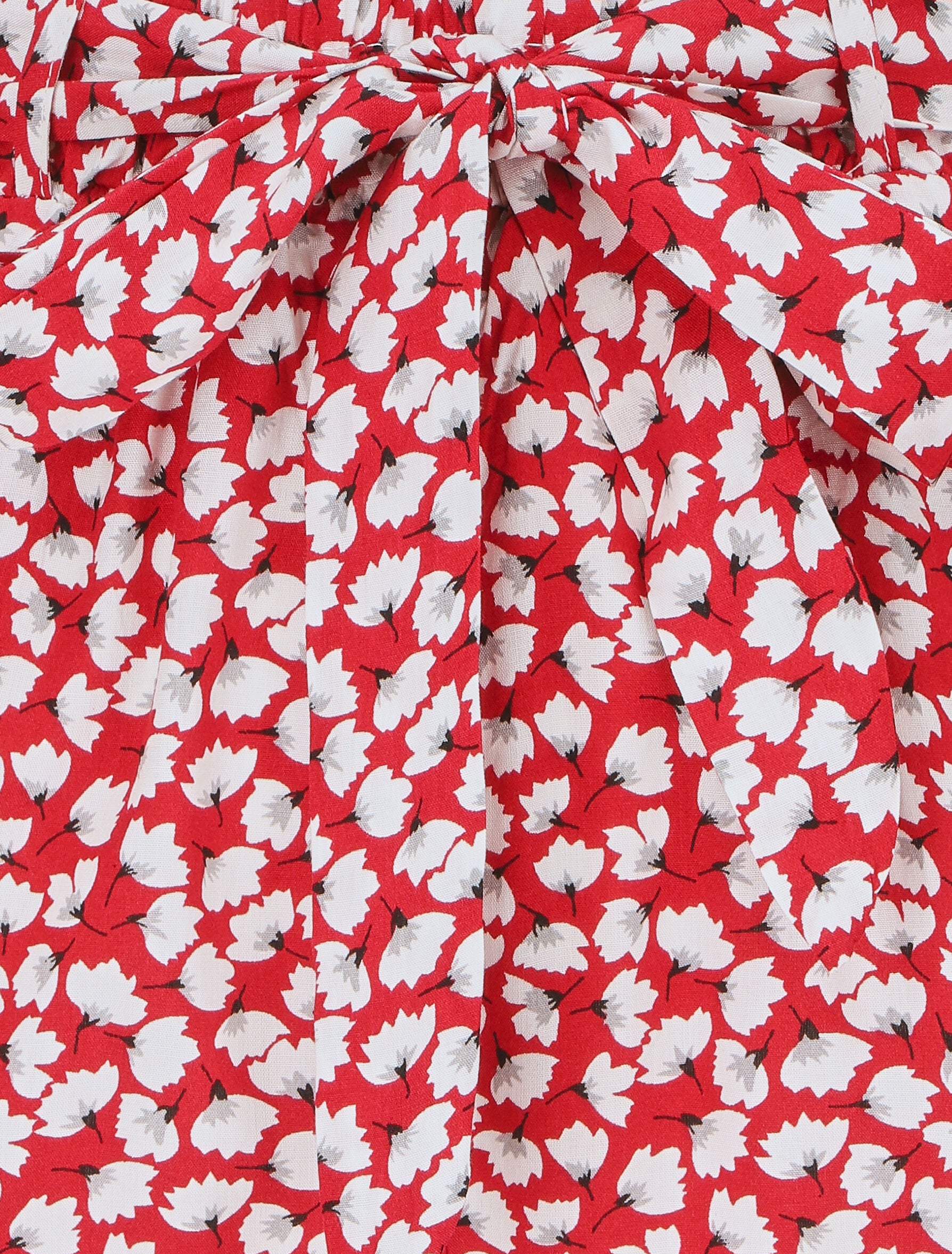 Short fluide imprimé petites fleurs et ceinturé - Rouge - 3