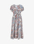 Robe longues motif floral à mancherons - Marine - 1