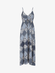 Robe longue à fines bretelles imprimé foulard - Bleu - 1