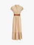 Robe longue unie manches courtes - Beige - 5