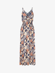 Robe longue fendue à dos ajouré - Marine - 7