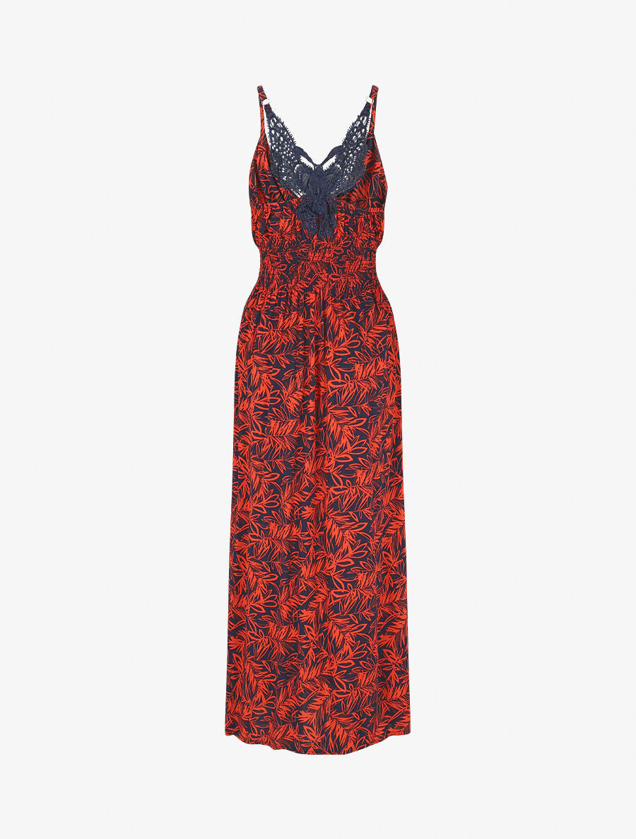 Robe longue fendue à dos ajouré - Bleu nuit - 2