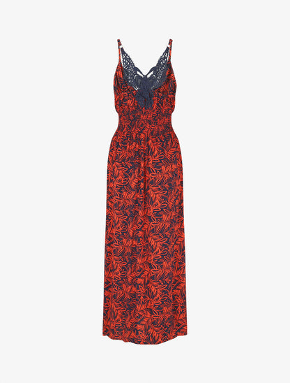 Robe longue fendue à dos ajouré - Bleu nuit - 2