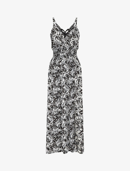 Robe longue fendue à dos ajouré - Noir - 6