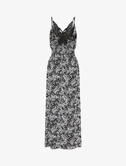 Robe longue fendue à dos ajouré - Noir - 2