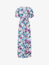 Robe longue fendue à taille élastiquée - Bleu - 1