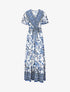 Robe imprimé fleuri à taille élastiquée - Bleu - 1