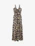 Robe longue évasée imprimé fleur irisé à bretelles - Noir - 1
