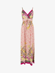 Robe longue empire à bretelles imprimé floral - Rose - 1