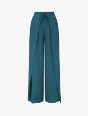 Pantalon coupe droite à pans superposés - Bleu canard - 5