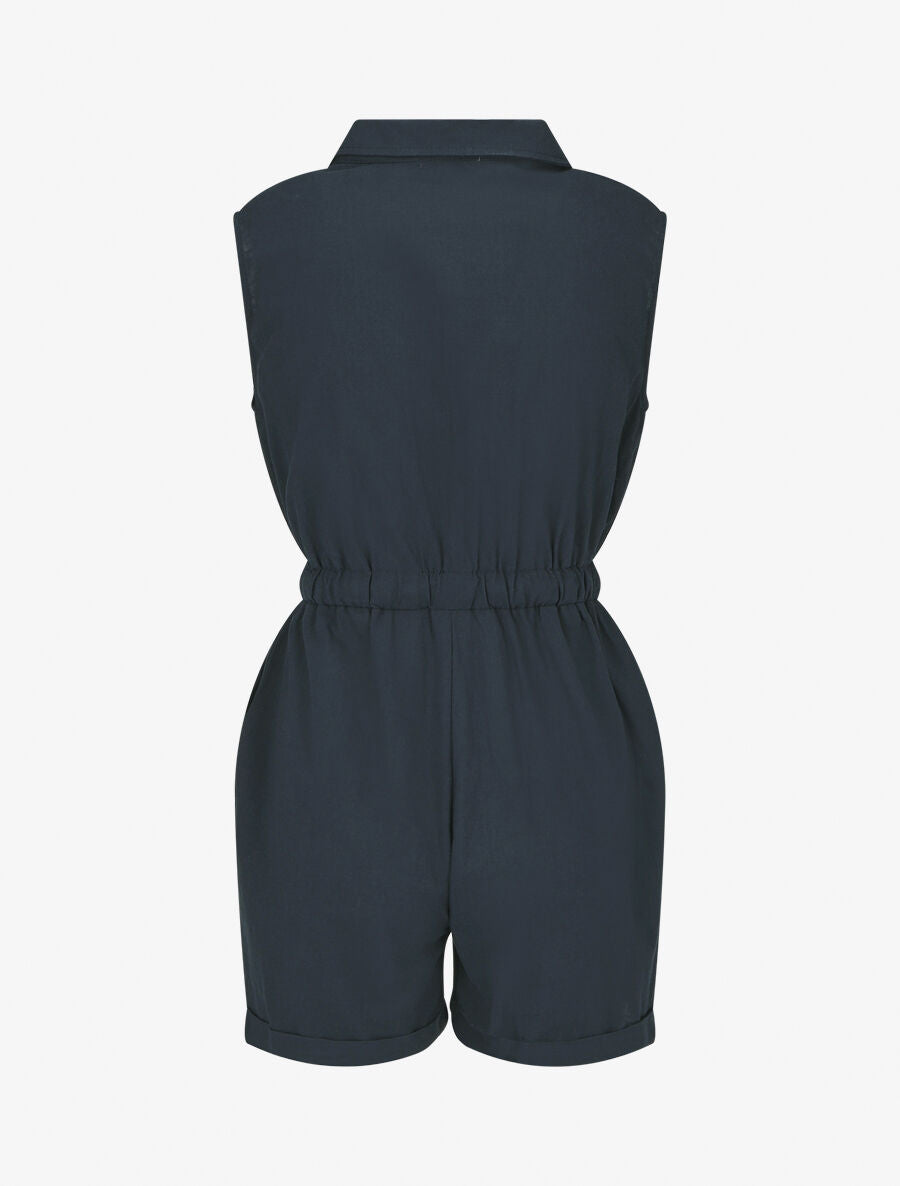 Combishort uni sans manches - Marine - 2