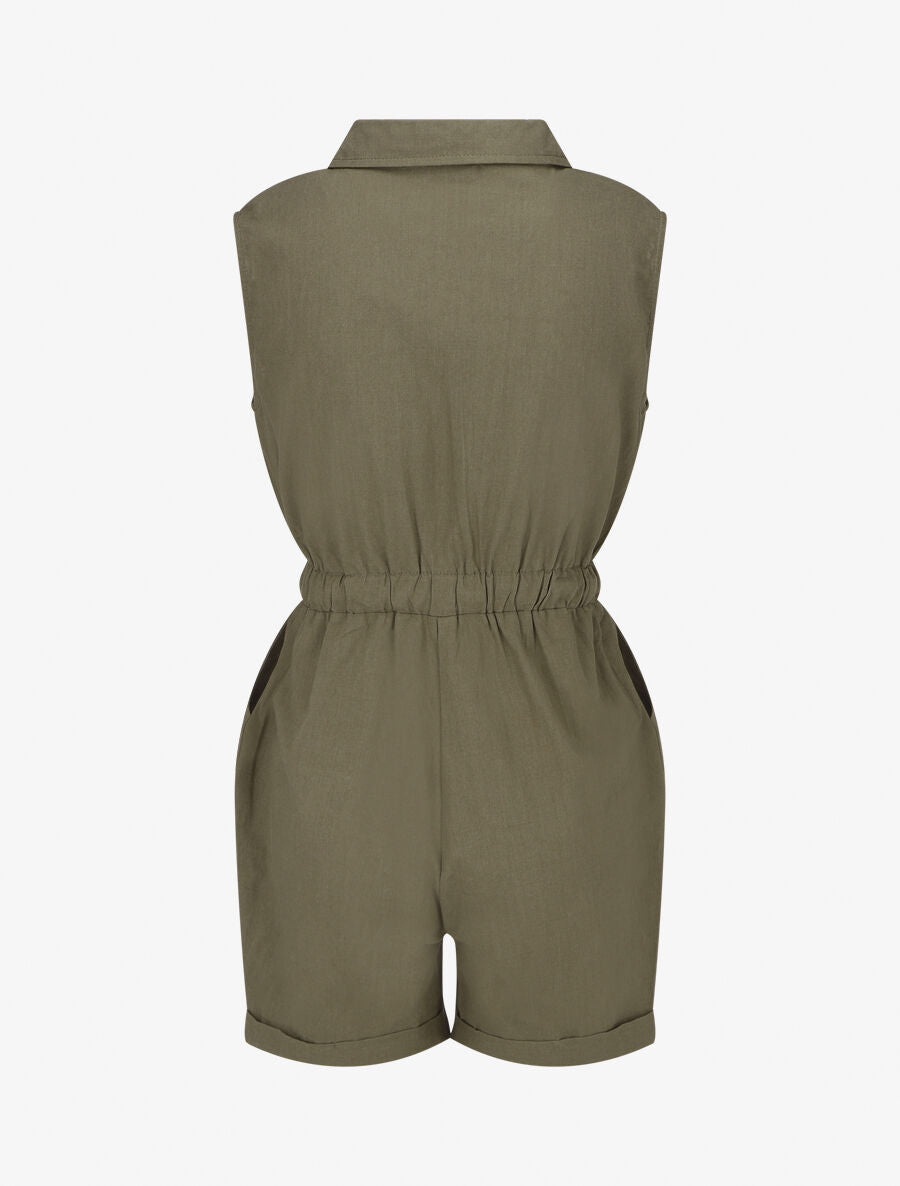 Combishort uni sans manches - Kaki - 2