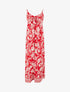 Robe longue empire à liens imprimé à fleurs - Rouge - 1