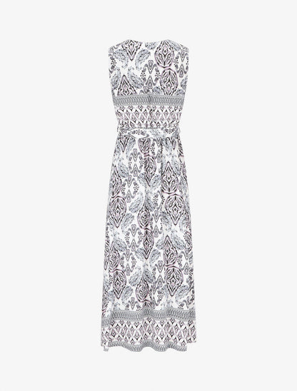 Robe longue à col à détail brodé - Noir - 2