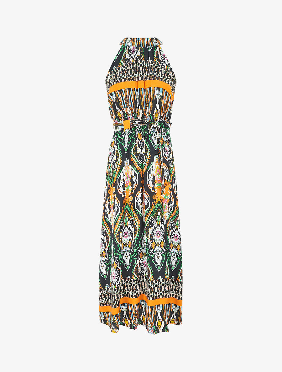 Robe longue à col américain - Noir - 1