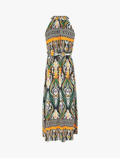 Robe longue à col américain - Noir - 2