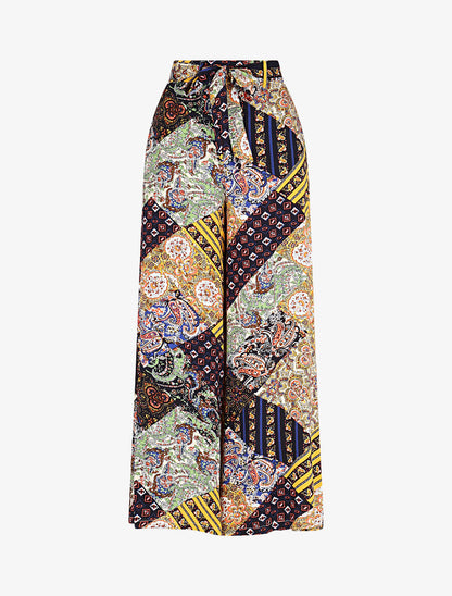 Pantalon fluide élastiqué imprimé fantaisie - Jaune - 4