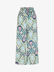 Pantalon fluide élastiqué imprimé psychédélique - Vert d&
