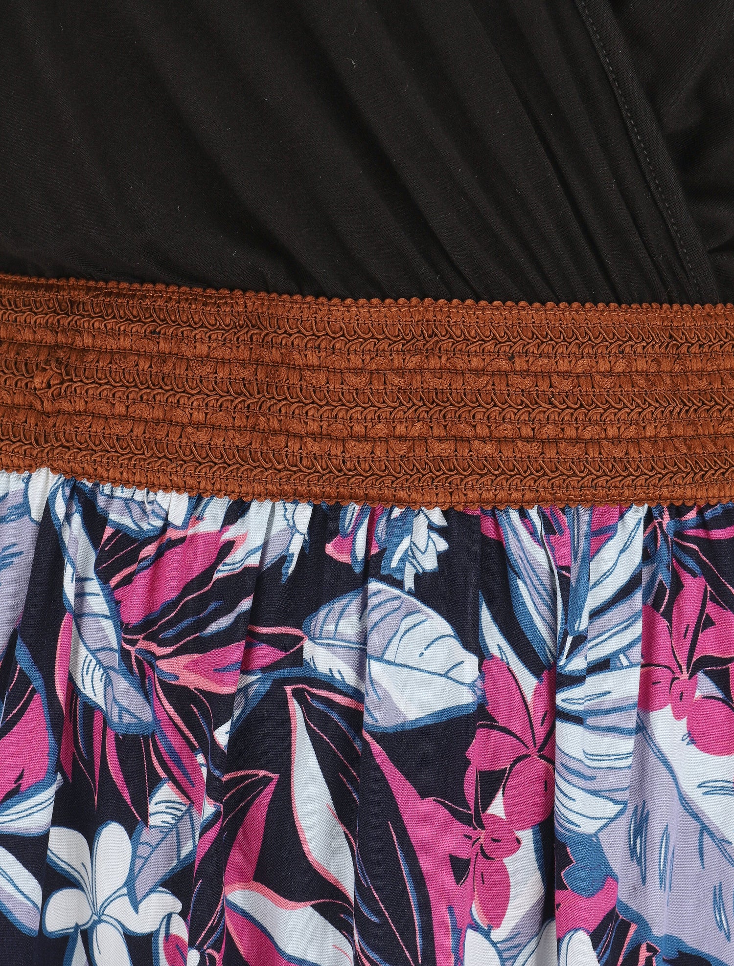 Robe élastiquée à jupe imprimé fleuri - Rose - 3