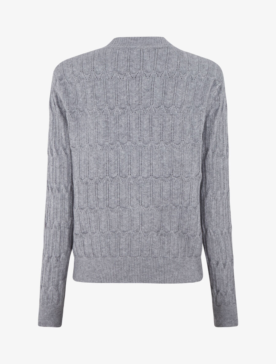 Pull droit uni à col V - Gris - 2