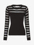 Pull uni à bandes ajourées et bijoux aux épaules - Noir - 1
