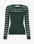 Pull uni à bandes ajourées et bijoux aux épaules - Vert sapin - 4