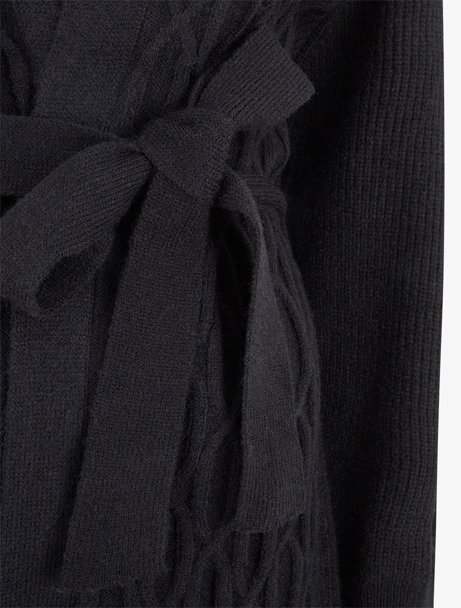 Gilet ample à col en fourrure - Noir - 3