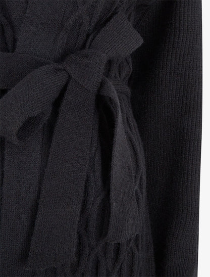 Gilet ample à col en fourrure - Noir - 3