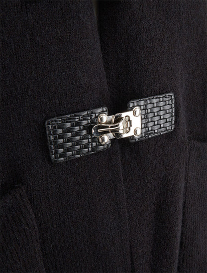 Gilet long uni à boutons à bascule - Noir - 3