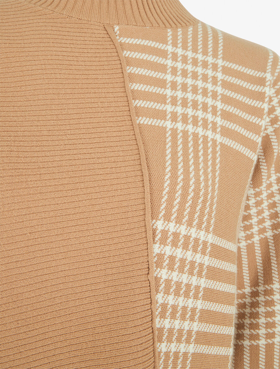 Pull ample motif carreaux et bord asymétriques - Camel - 3