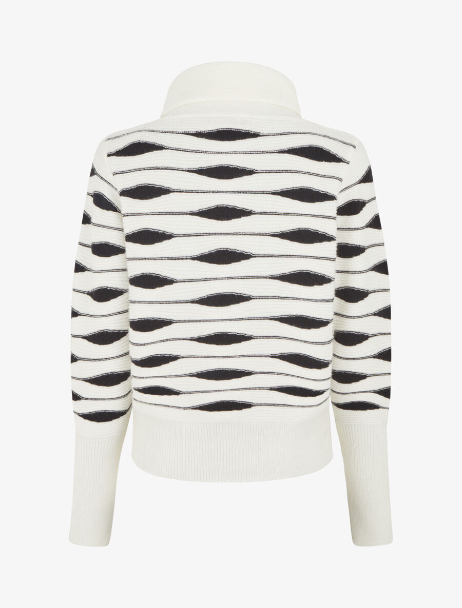 Pull droit col roulé en jacquard graphique - Blanc - 2