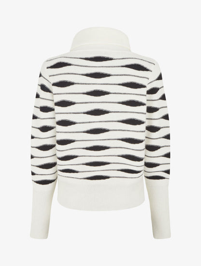 Pull droit col roulé en jacquard graphique - Blanc - 2
