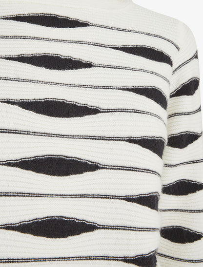 Pull droit col roulé en jacquard graphique - Blanc - 3