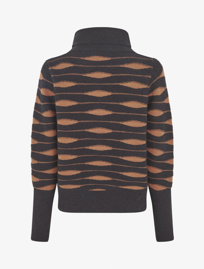 Pull droit col roulé en jacquard graphique - Noir - 2