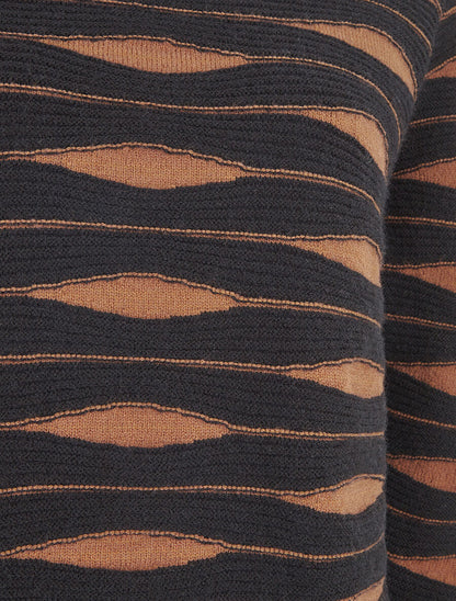 Pull droit col roulé en jacquard graphique - Noir - 3