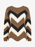 Pull droit bords asymétriques et motif zigzag - Marron - 1