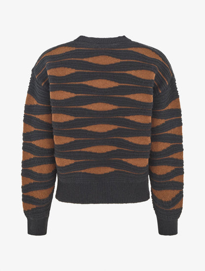 Gilet en maille motif zigzag - Noir/marron - 2