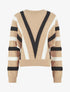 Pull ample motif en V - Beige - 1